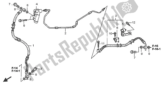 All parts for the Rear Brake Pipe of the Honda FES 125 2005