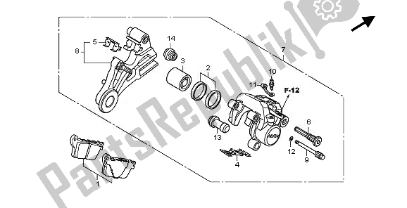 All parts for the Rear Brake Caliper of the Honda CB 600F Hornet 2008