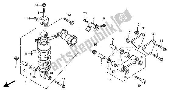 All parts for the Rear Cushion of the Honda VFR 1200 FD 2011