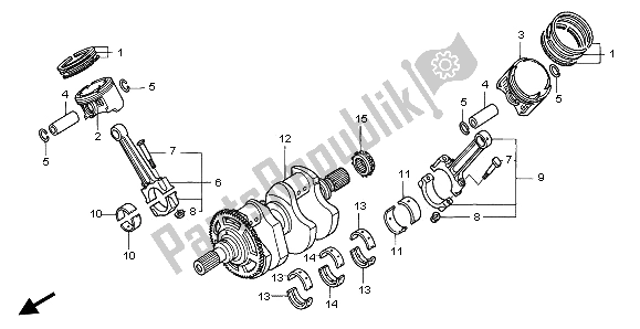 All parts for the Crankshaft & Piston of the Honda ST 1300 2002