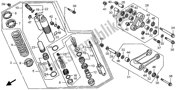 All parts for the Rear Cushion of the Honda CR 500R 2000