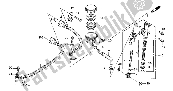 All parts for the Rear Brake Master Cylinder of the Honda CBF 600 SA 2005