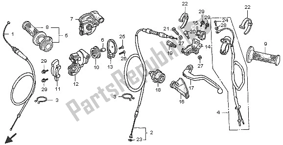 Tutte le parti per il Maniglia Leva E Interruttore E Cavo del Honda CR 250R 2005