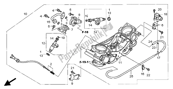 Alle onderdelen voor de Gasklephuis (assy.) van de Honda XL 1000 VA 2004