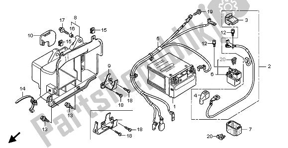 Todas as partes de Bateria do Honda FES 150 2008