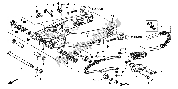 Tutte le parti per il Forcellone del Honda CRF 250R 2015