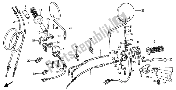 All parts for the Handle Lever & Switch & Cable of the Honda XRV 750 Africa Twin 1992