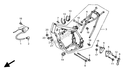 Alle onderdelen voor de Frame Lichaam van de Honda CR 500R 1999