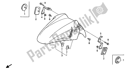 Tutte le parti per il Parafango Anteriore del Honda CBR 600F 1991