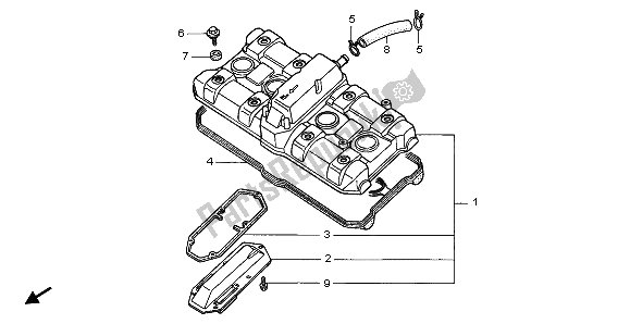 All parts for the Cylinder Head Cover of the Honda CBR 1000F 1996