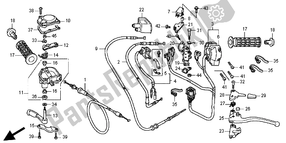 All parts for the Handle Lever & Switch & Cable of the Honda TRX 420 FE Fourtrax Rancer 4X4 ES 2012