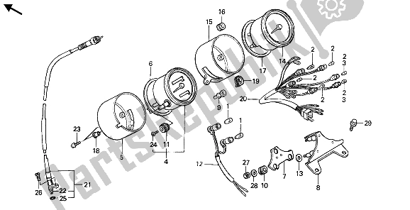 Toutes les pièces pour le Mètre (kmh) du Honda XBR 500S 1988