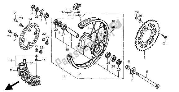 Todas las partes para Rueda Trasera de Honda CR 125R 2002