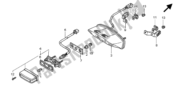 All parts for the Taillight of the Honda FMX 650 2006