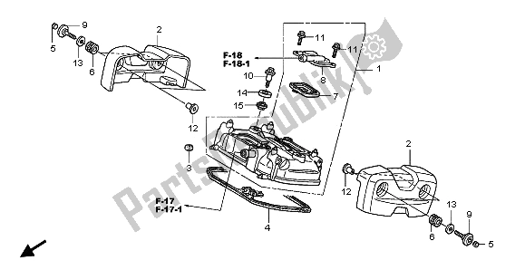 All parts for the Rear Cylinder Head Cover of the Honda XL 125V 80 KMH 2003