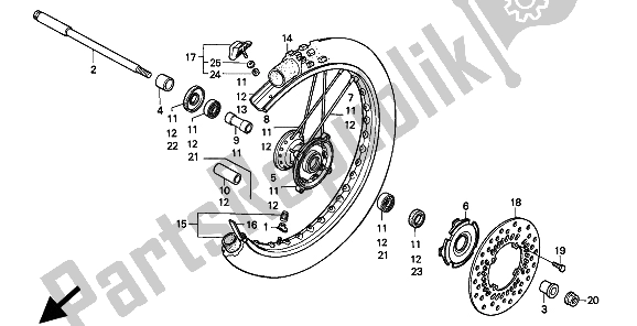 Todas las partes para Rueda Delantera de Honda CR 250R 1994