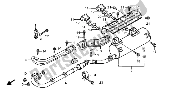 All parts for the Exhaust Muffler of the Honda TRX 450 FE Fourtrax Foreman ES 2002