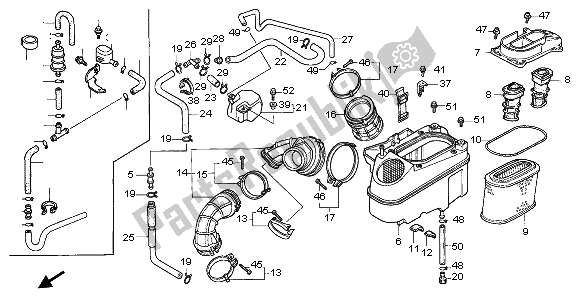 All parts for the Air Cleaner of the Honda VT 1100C2 1995