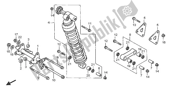 All parts for the Rear Cushion of the Honda XL 1000V 2005