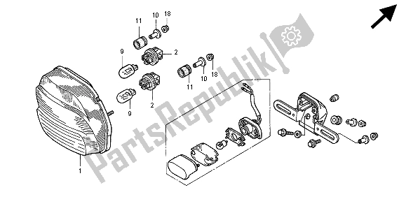 Tutte le parti per il Fanale Posteriore del Honda CBR 1100 XX 2000