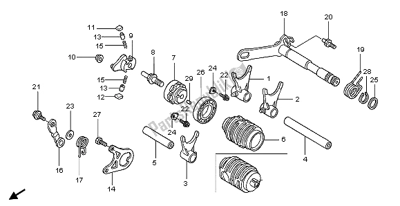 All parts for the Gear Shift Drum of the Honda CRF 450R 2007