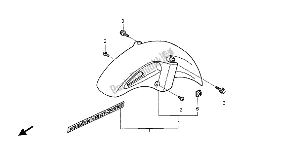 All parts for the Front Fender of the Honda NT 650V 1999