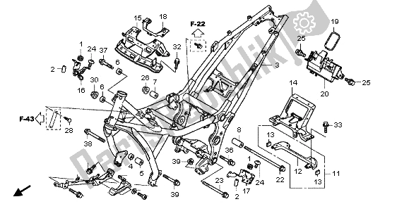 Alle onderdelen voor de Frame Lichaam van de Honda NC 700 XA 2013