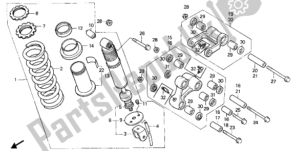 All parts for the Rear Cushion of the Honda NX 650 1988