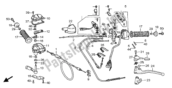 All parts for the Handle Lever Switch Cable of the Honda TRX 400 FW Fourtrax Foreman 2000