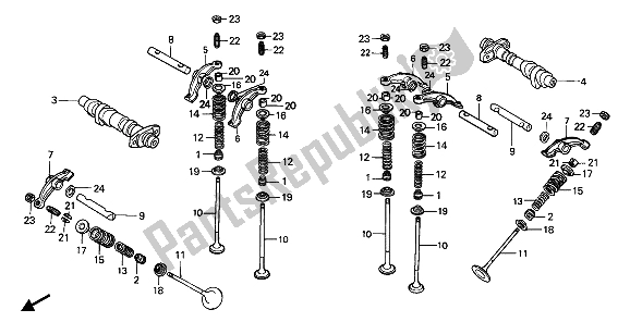 Todas las partes para árbol De Levas Y Válvula de Honda VT 600C 1993