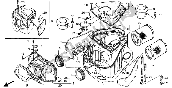 Alle onderdelen voor de Luchtfilter van de Honda VTR 1000 SP 2006