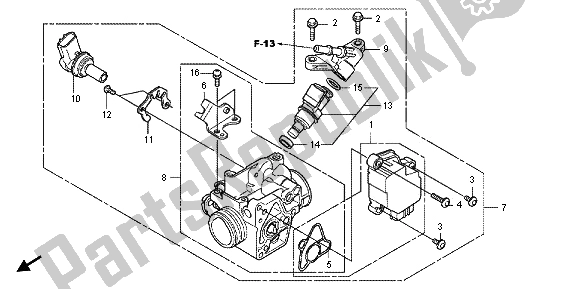 Alle onderdelen voor de Gasklephuis van de Honda CBF 125M 2013