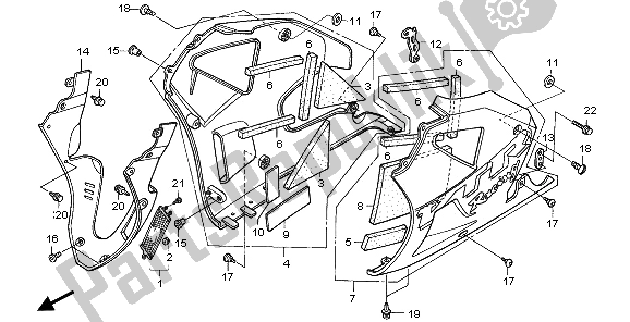 All parts for the Lower Cowl of the Honda VTR 1000 SP 2006