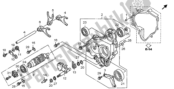 All parts for the Gearshift Drum of the Honda ST 1300A 2010