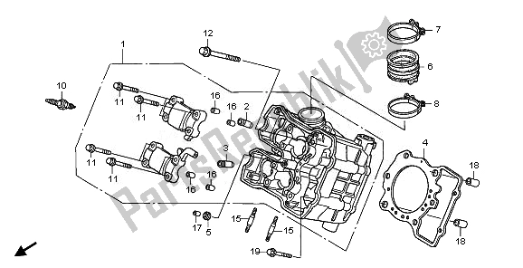 Alle onderdelen voor de Voorste Cilinderkop van de Honda XL 1000 VA 2011