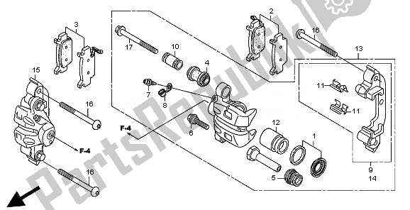 All parts for the Front Brake Caliper of the Honda TRX 500 FE Foretrax Foreman ES 2010