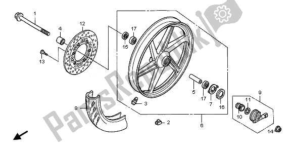 All parts for the Front Wheel of the Honda CBR 125 RW 2010