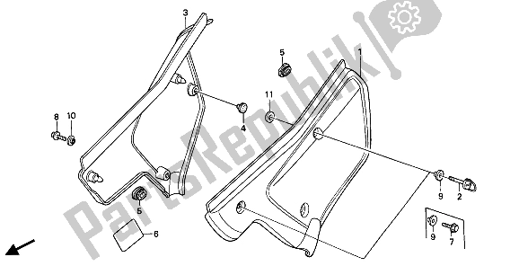 All parts for the Side Cover of the Honda XR 250R 1985