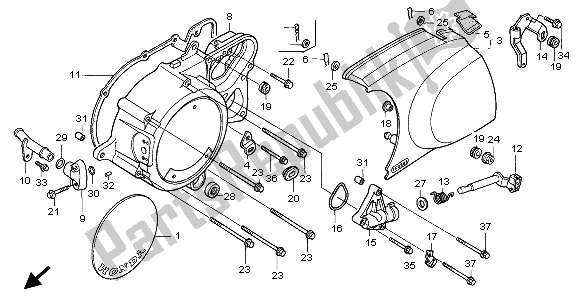 Tutte le parti per il Coperchio Carter Sinistro del Honda VT 1100C2 1999