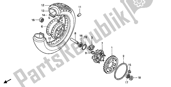 Tutte le parti per il Ruota Posteriore del Honda VT 600 1992