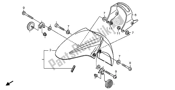 All parts for the Front Fender of the Honda FJS 400 2011