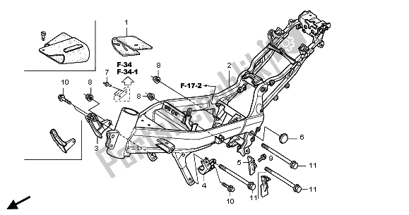 Todas as partes de Corpo Da Moldura do Honda CBR 125 RS 2005