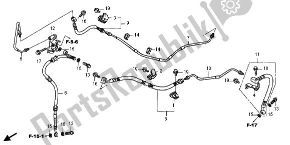 All parts for the Rear Brake Pipe of the Honda FJS 600D 2011