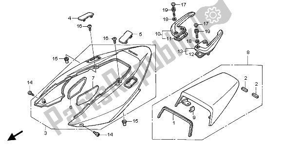 All parts for the Rear Cowl of the Honda VFR 800A 2002