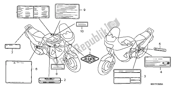 Wszystkie części do Etykieta Ostrzegawcza Honda XL 1000 VA 2007