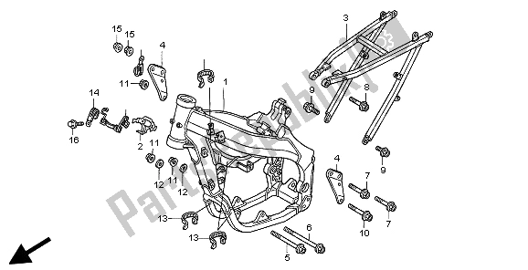 Todas as partes de Corpo Da Moldura do Honda CR 250R 2003