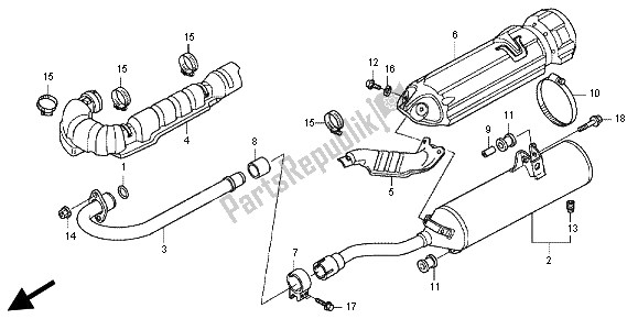 Toutes les pièces pour le Silencieux D'échappement du Honda TRX 500 FE Foretrax Foreman ES 2012