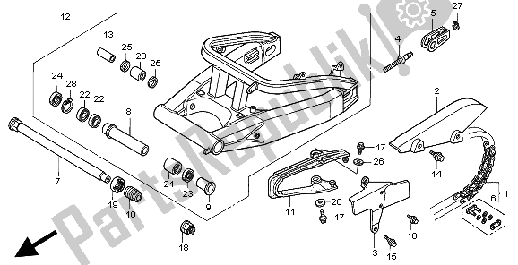 All parts for the Swingarm of the Honda CBR 900 RR 1998