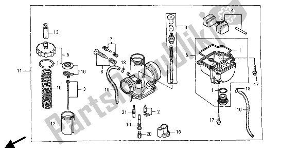 Alle onderdelen voor de Carburator van de Honda CR 80R 1995
