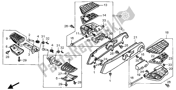 All parts for the Step of the Honda GL 1500A 1995